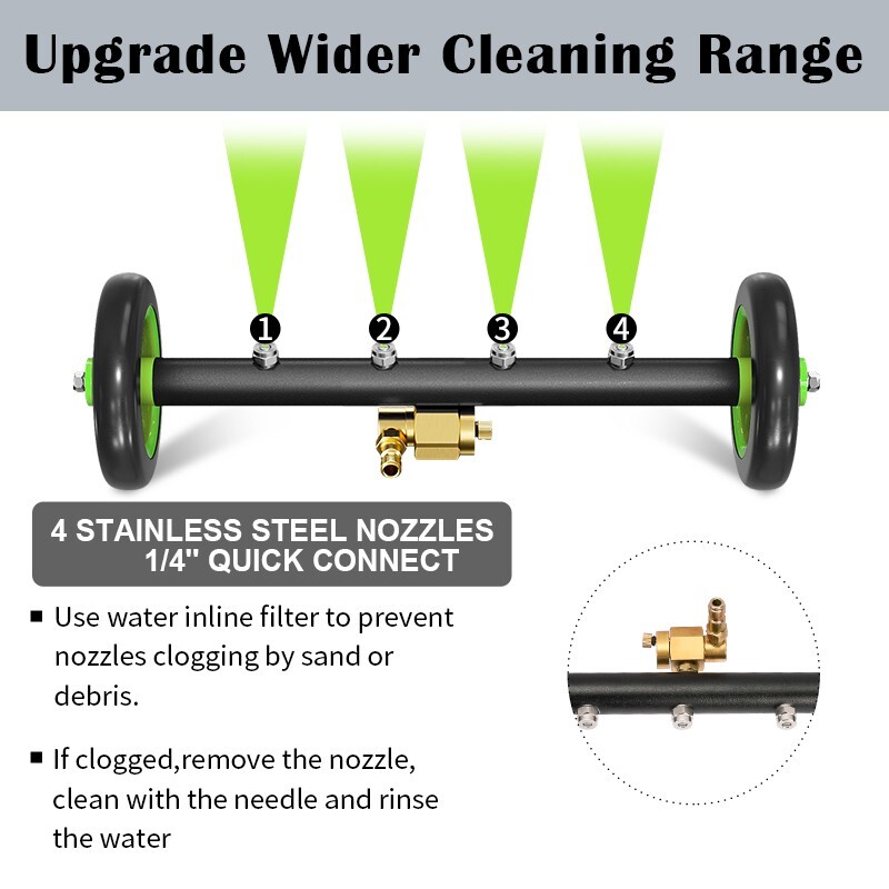 16″ Car Pressure Washer Undercarriage Cleaner 4800 PSI Under Car Washer Broom