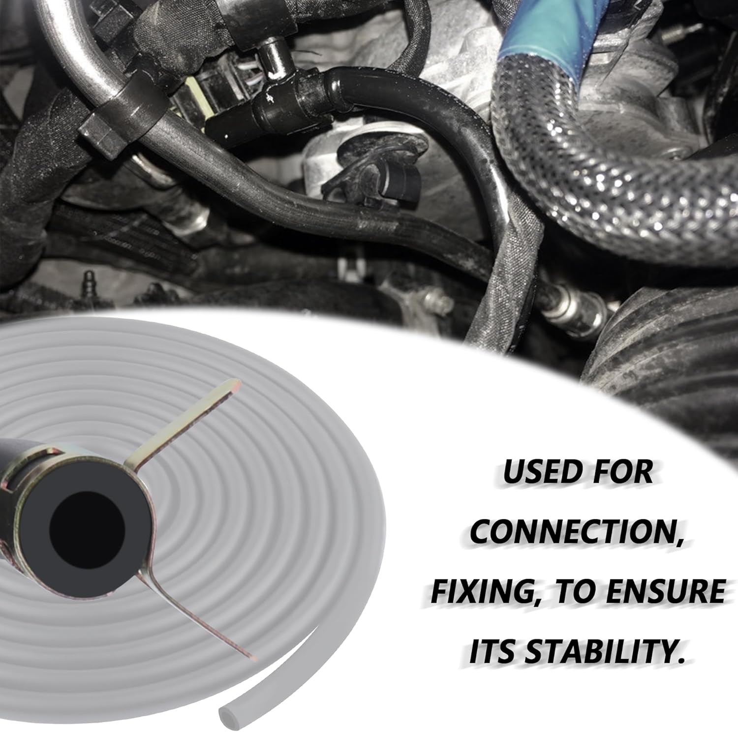 Universal Car Fuel Line Repair Kit with 1/4″ Fuel Hose & 2/5″ Hose Clamp,9.85Ft