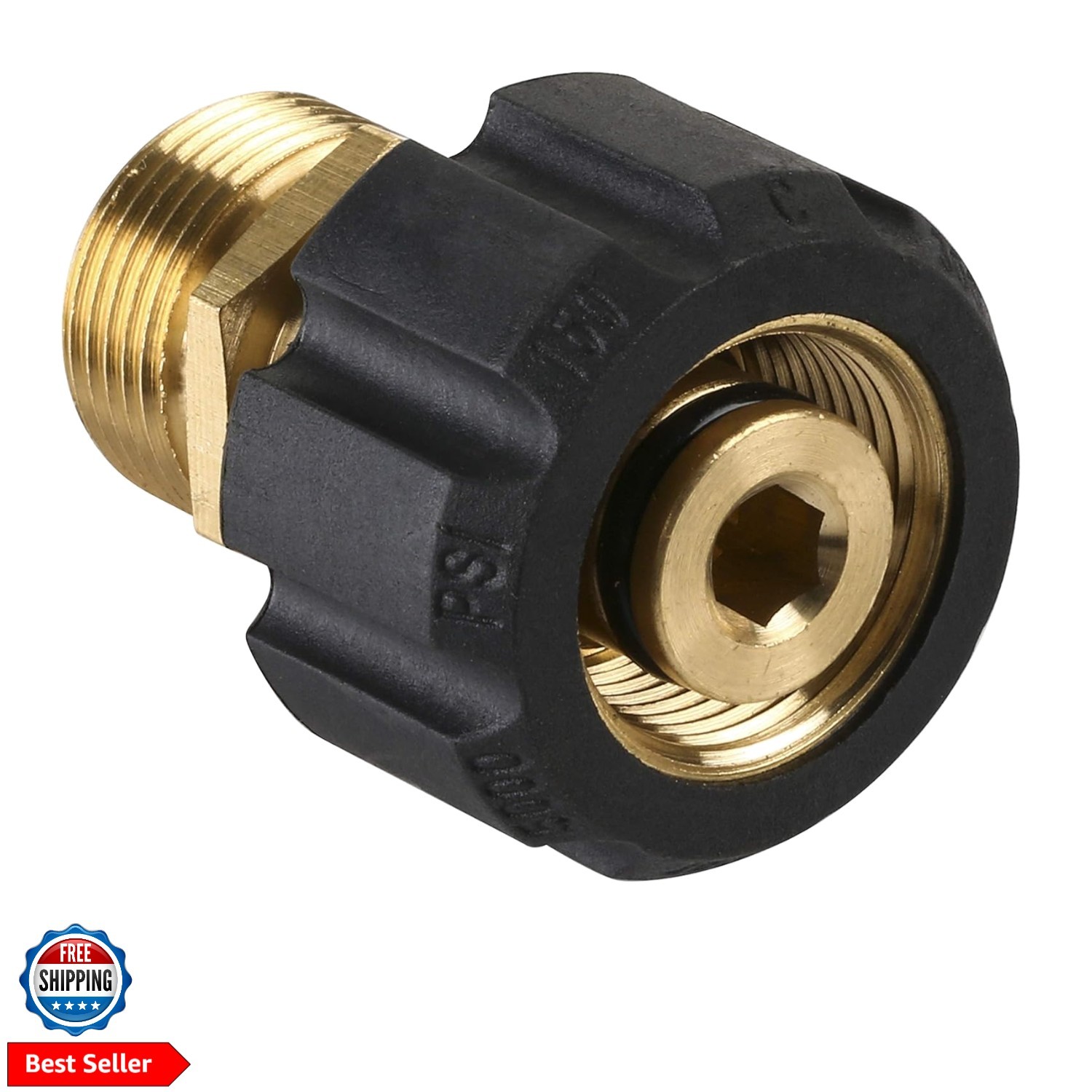 Pressure Washer Adapter, Metric M22 15mm Female Thread to M22 14mm Male Fitti…