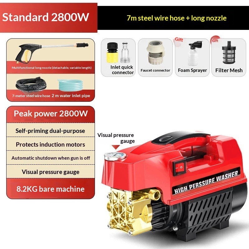 High-Powered Household High-Pressure Car Wash Machine with Brush and Pump