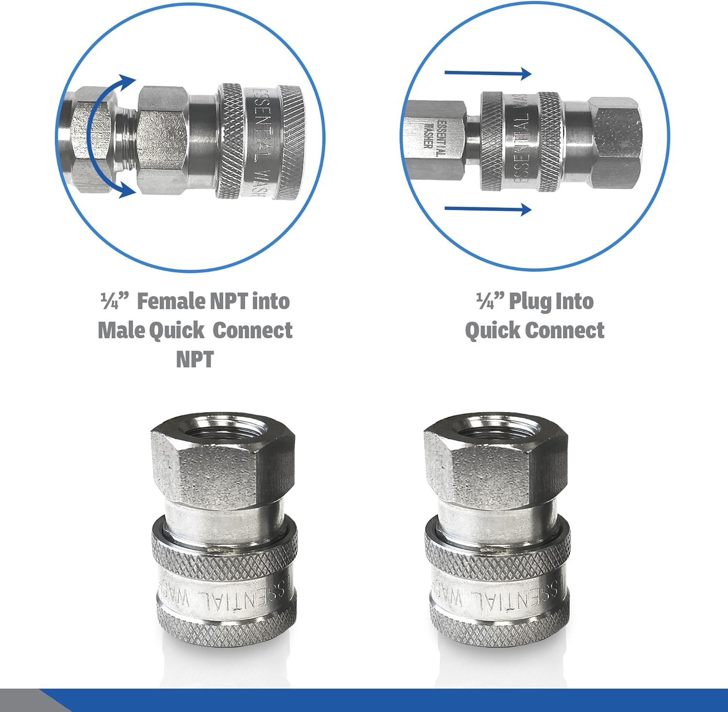 Stainless Steel ¼” Quick Connect Female NPT | Pressure Washer Quick Connect Fitt