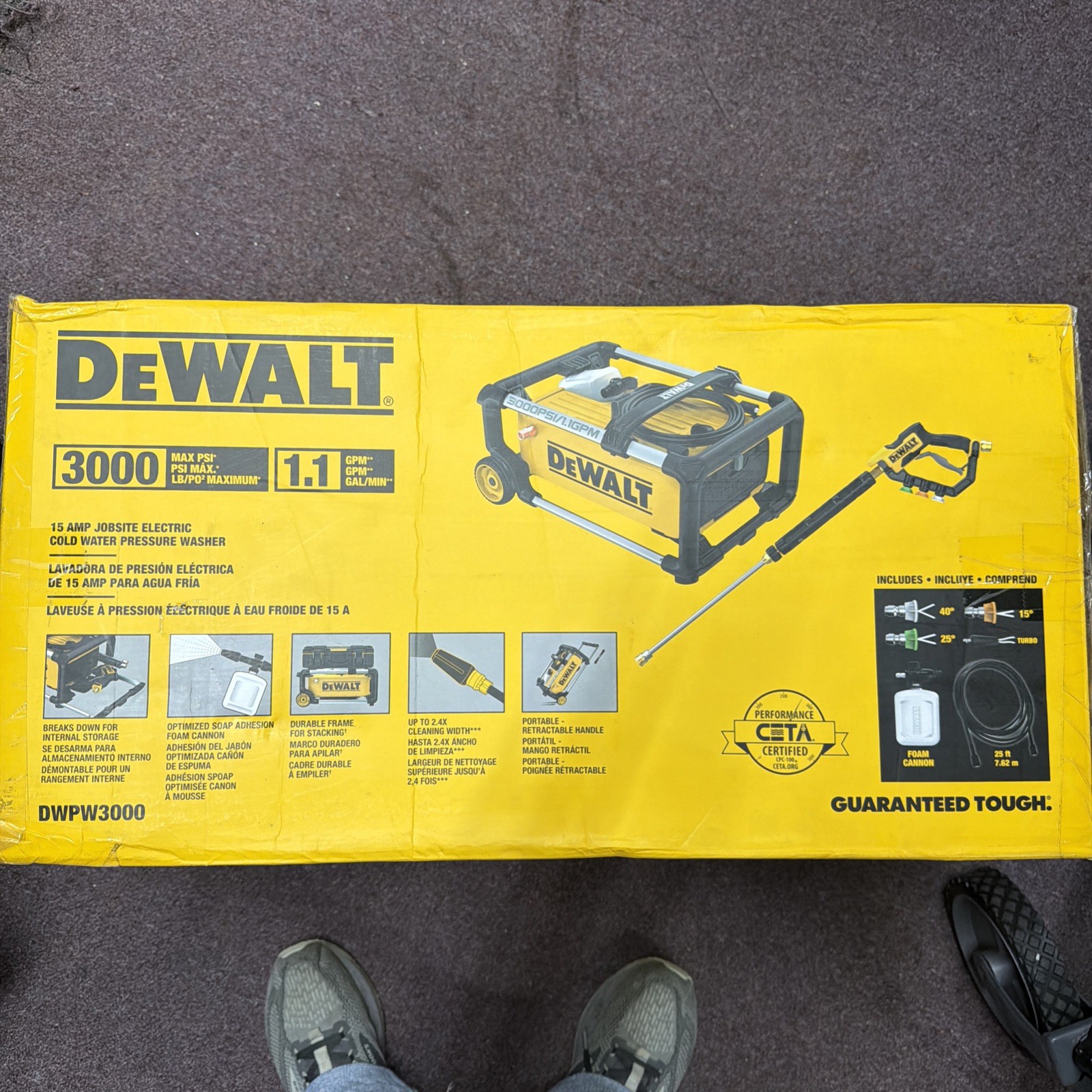 Dewalt DWPW3000 3000 PSI Cold Water Electric Pressure Washer – NEW IN BOX!