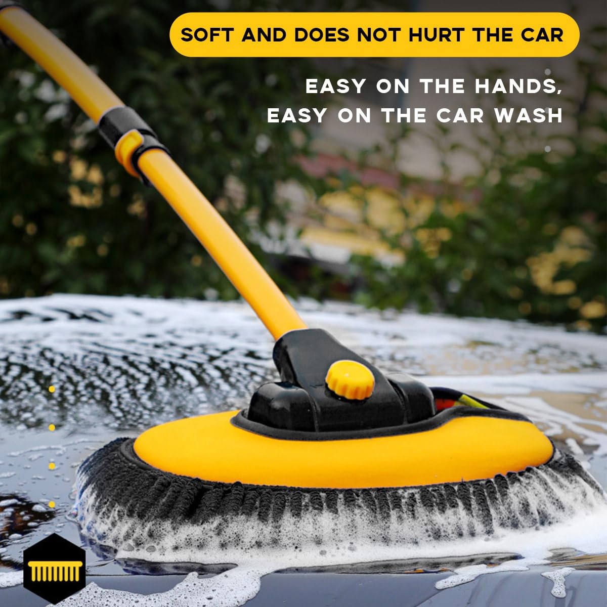 Sylvil Car Wash Brush Kit, 40″ Auto 1 Count (Pack of 1), Black+yellow