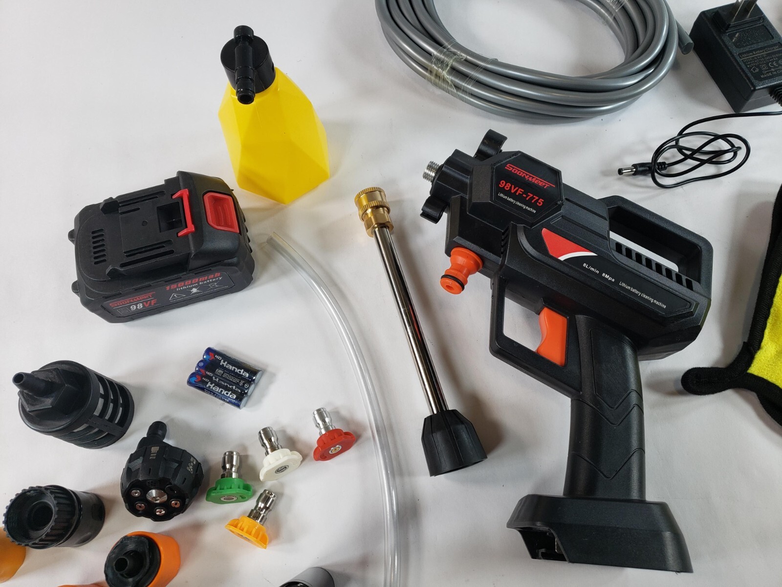 Cordless Portable Pressure Washer Max 870 PSI 6-in-1 Adjustable Nozzle 20ft Hose