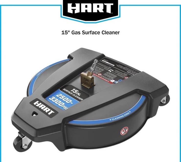 Hart 15″ Gass Surface Cleaner for use w/ Gas Pressure Washers 1/4″Connector OHP