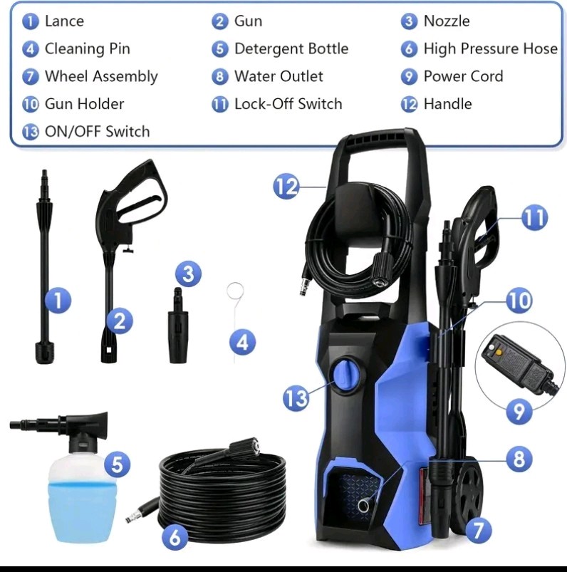 20ft High Pressure Hose Pressure Washer, Power Washer High Pressure Cleaner