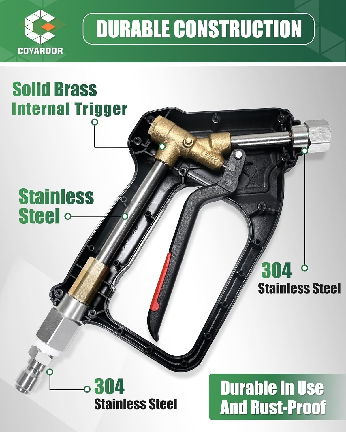 COYARDOR Pressure Washer Short Gun with Swivel, 4000PSI 6.8GPM, Black