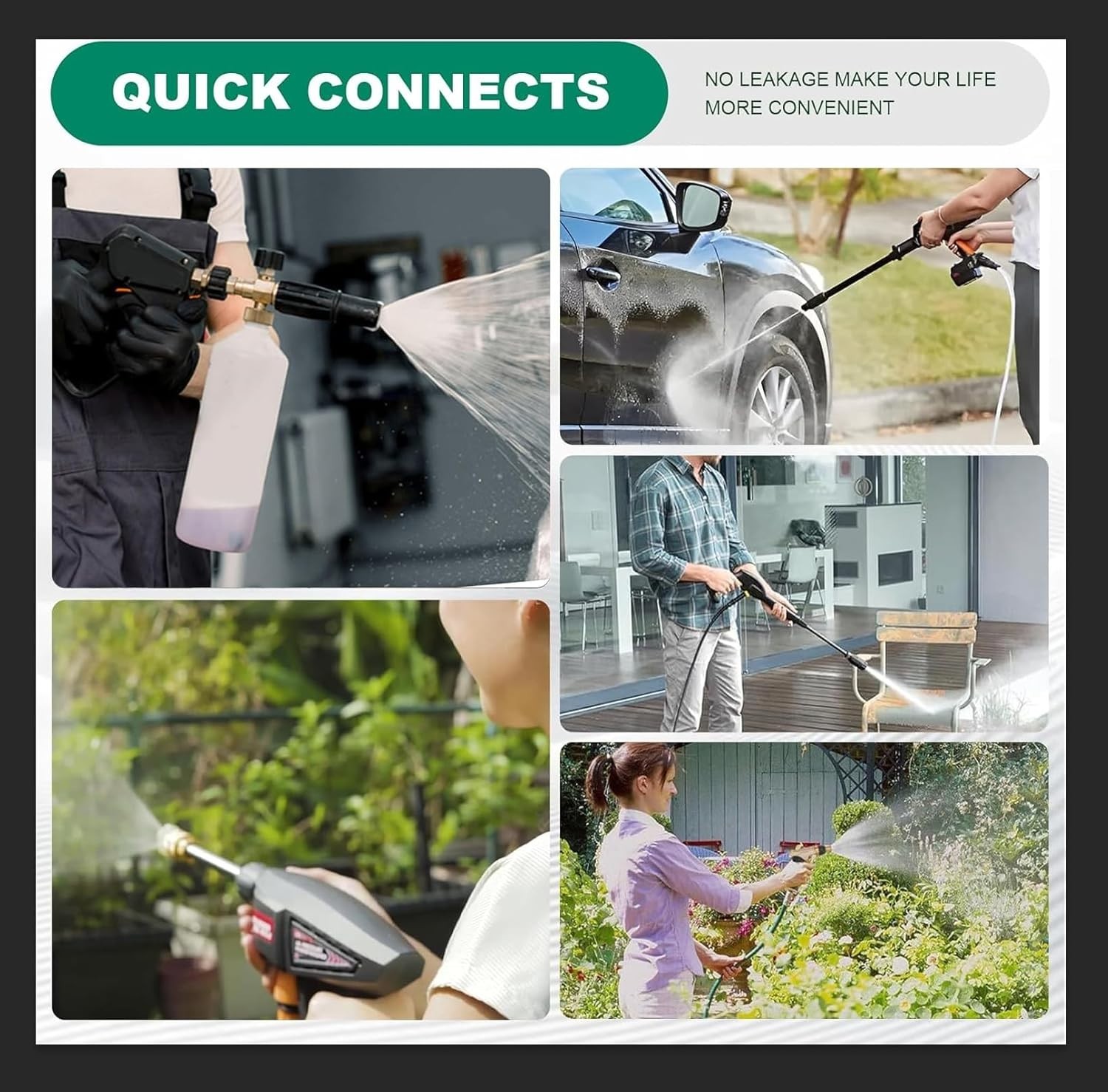 Stainless Steel 10-Piece Pressure Washer Quick Connect Set – M22 14mm & 3/8 Inch