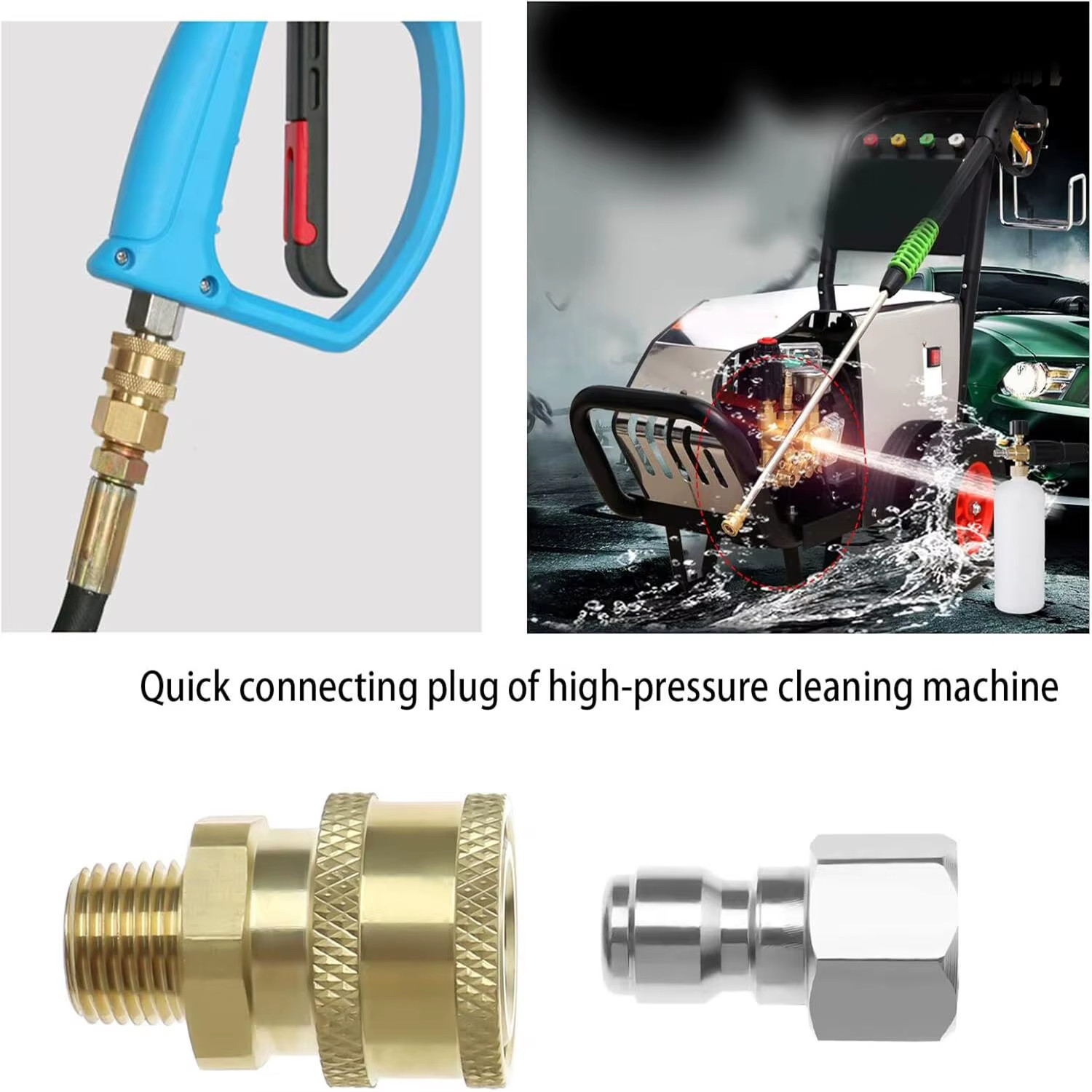 High Pressure Washer Nozzle 1/4″ Quick Plug Connector Coupler with G1/4 Male Fem