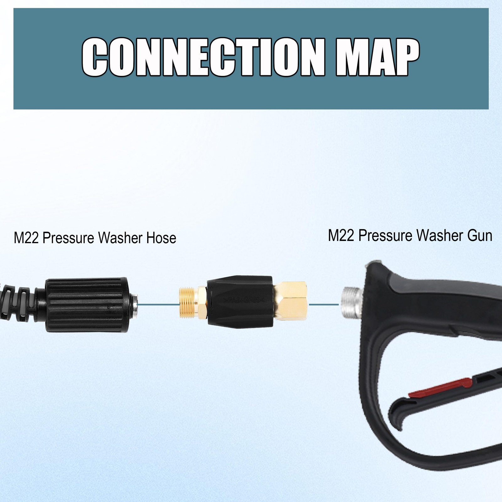 Adjustable Pressure Washer Regulator, M22 Connector, Rated up to 4000 PSI