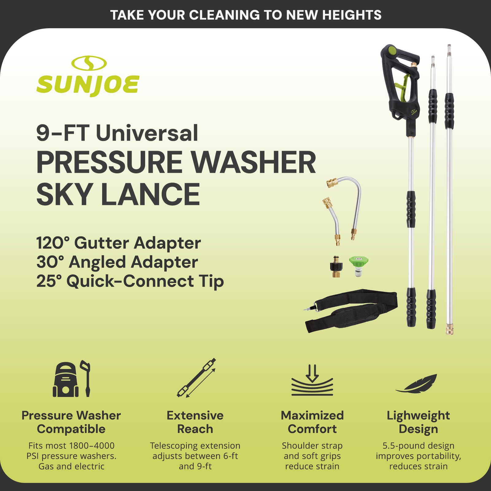 Sun Joe 9 Foot Universal Pressure Washer Sky Lance Extension Wand Kit, SPX-SRL9