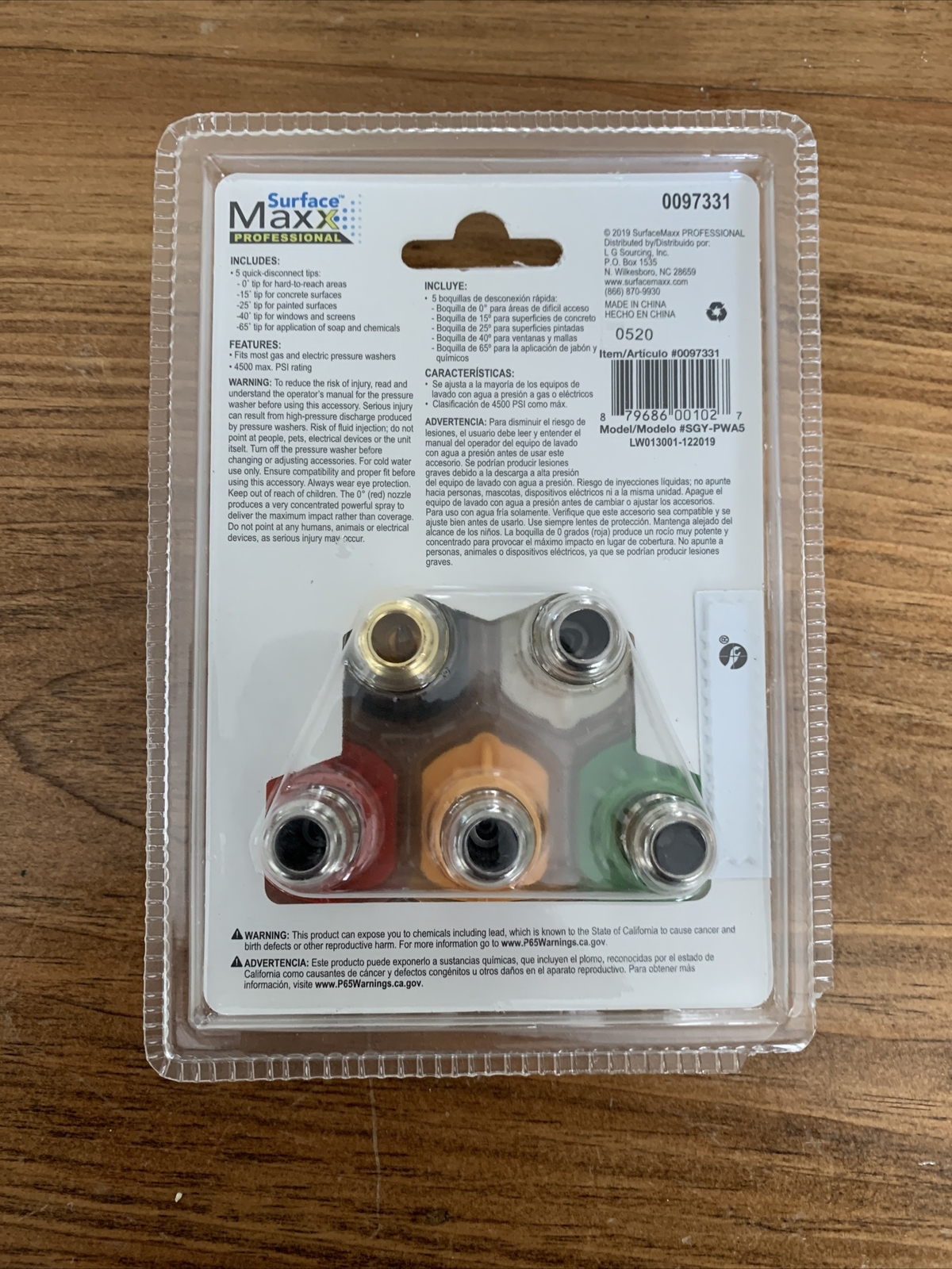 Surface Maxx Professional Pressure Washer Spray Tips 5 Pack 4500 PSI Max. New