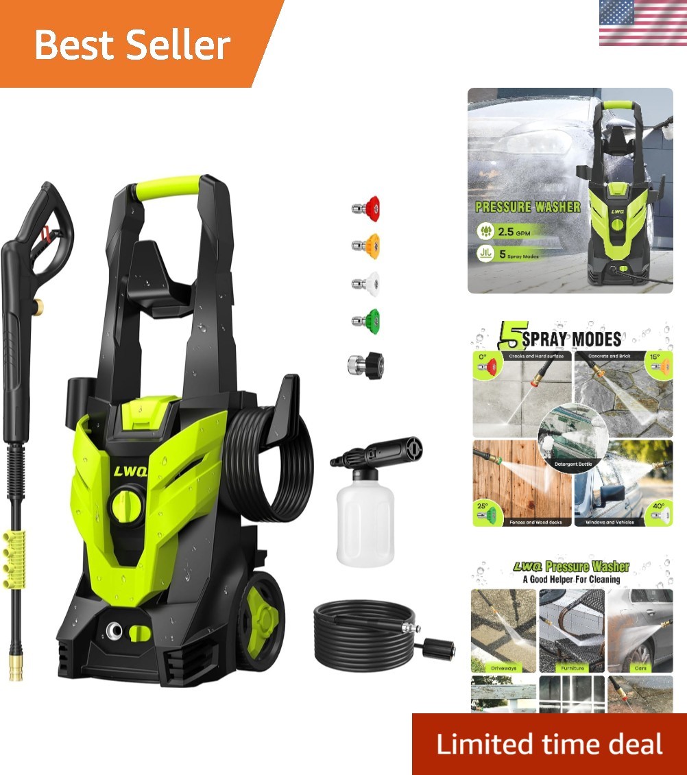 Efficient 2030 PSI Pressure Washer – Versatile Cleaning for Cars, Patios & More