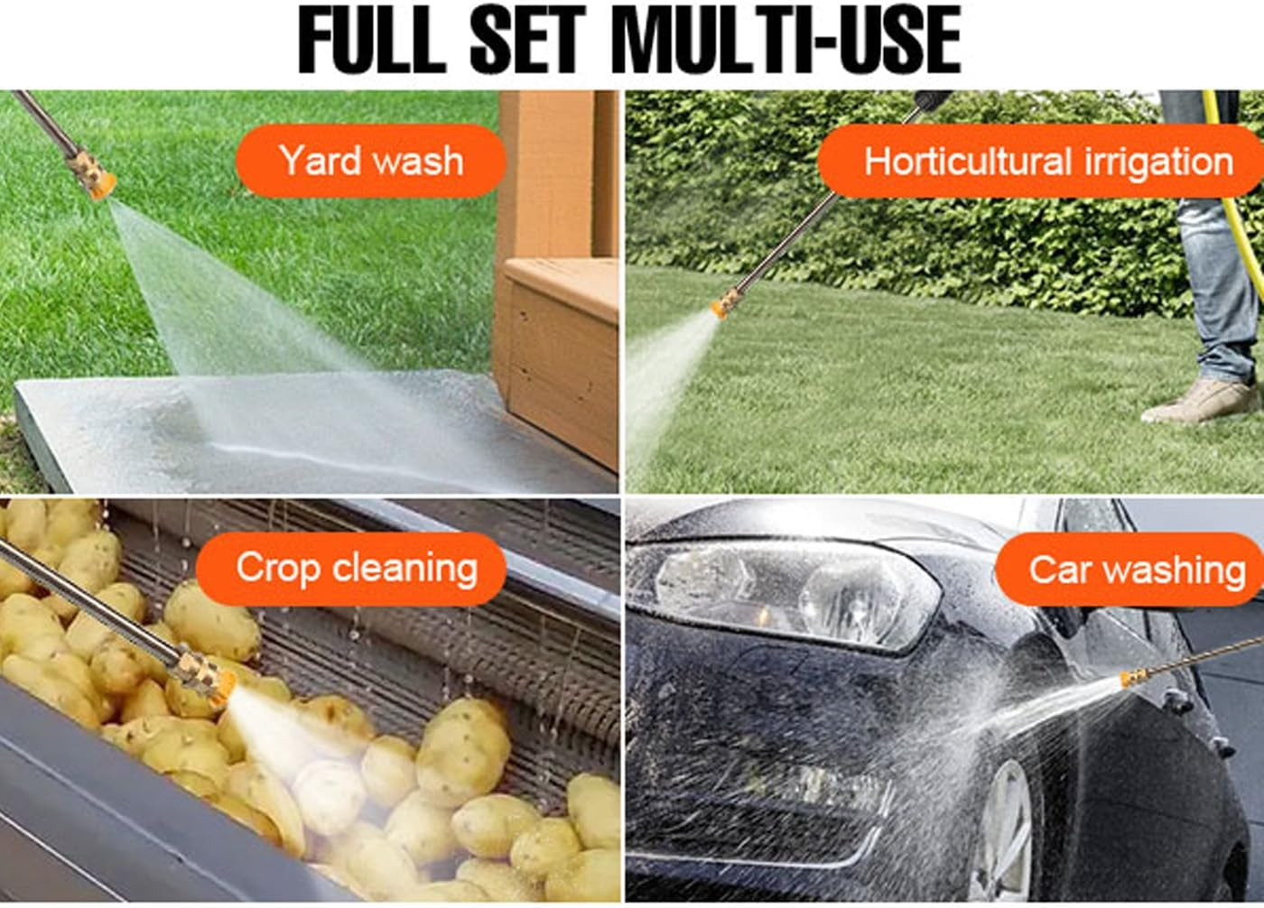 8-Part Pressure Washer Gun Replacement Kit, 5 Quick Connect Spray Nozzles, 3600P