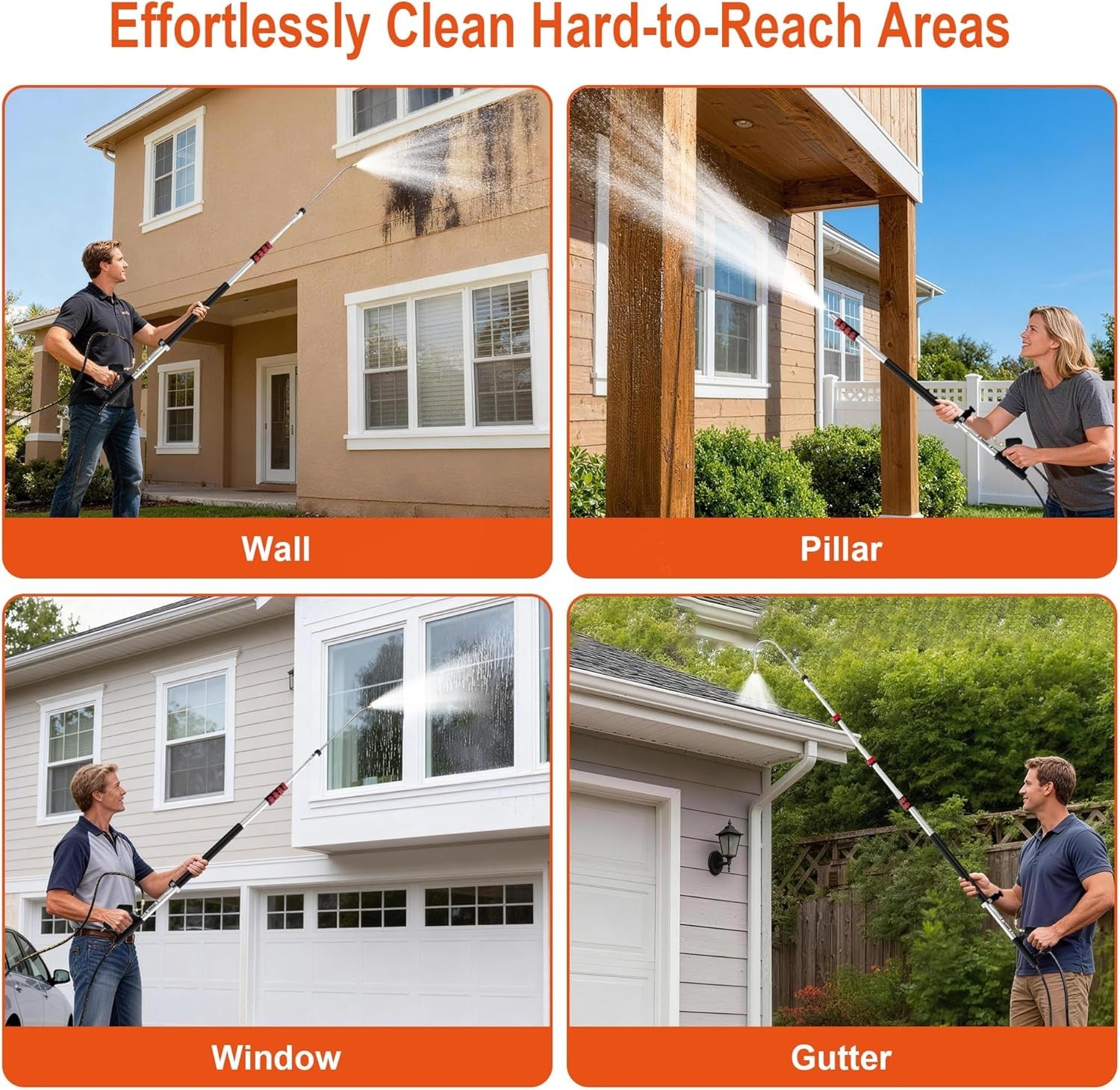 24 FT Telescoping Pressure Washer Wand with Pressure Washer Extension Wand,Gutte