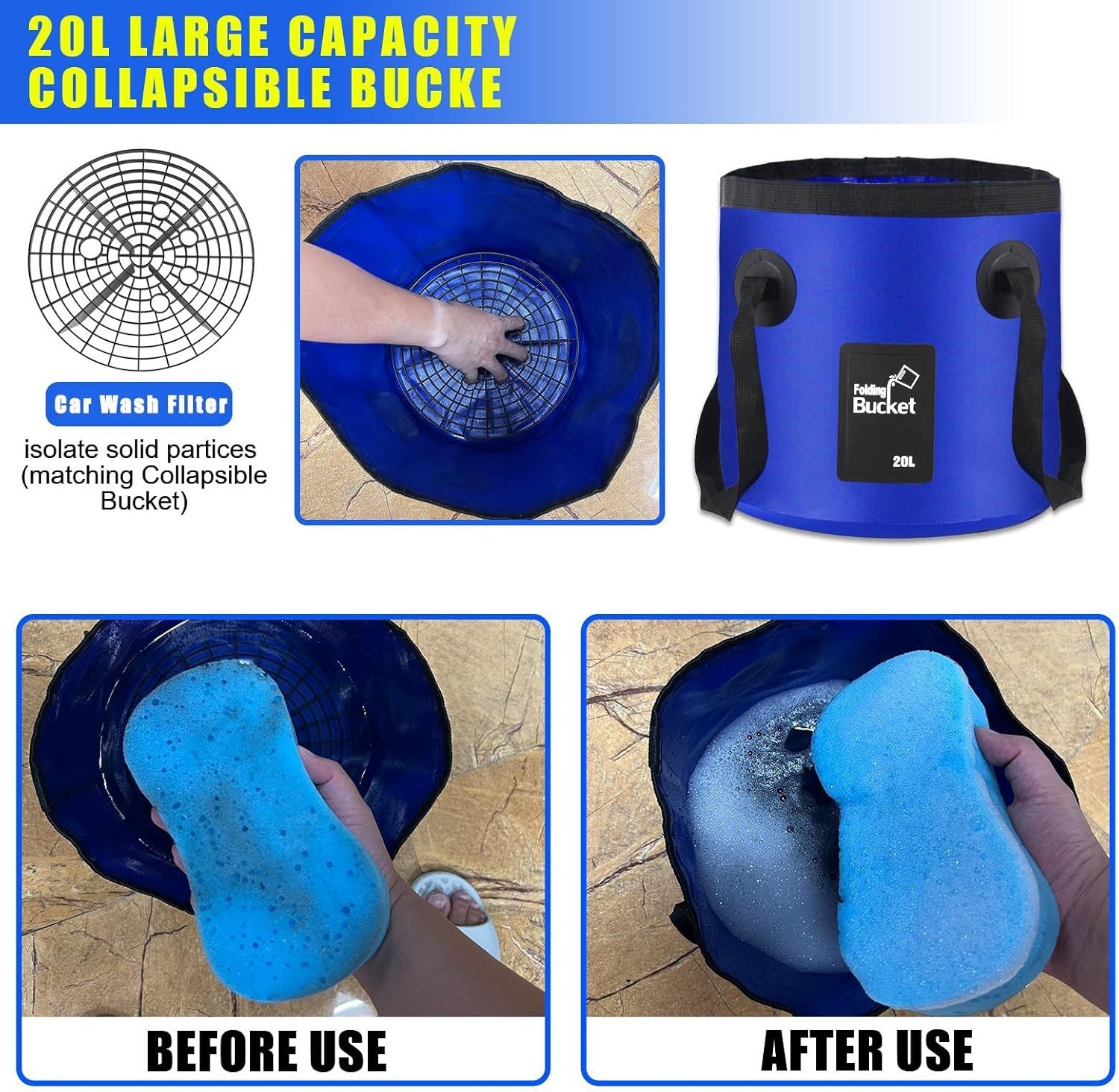 21Pc Car Wash Kit 62″ Brush Mop Long Handle Cleaning Detailing Set