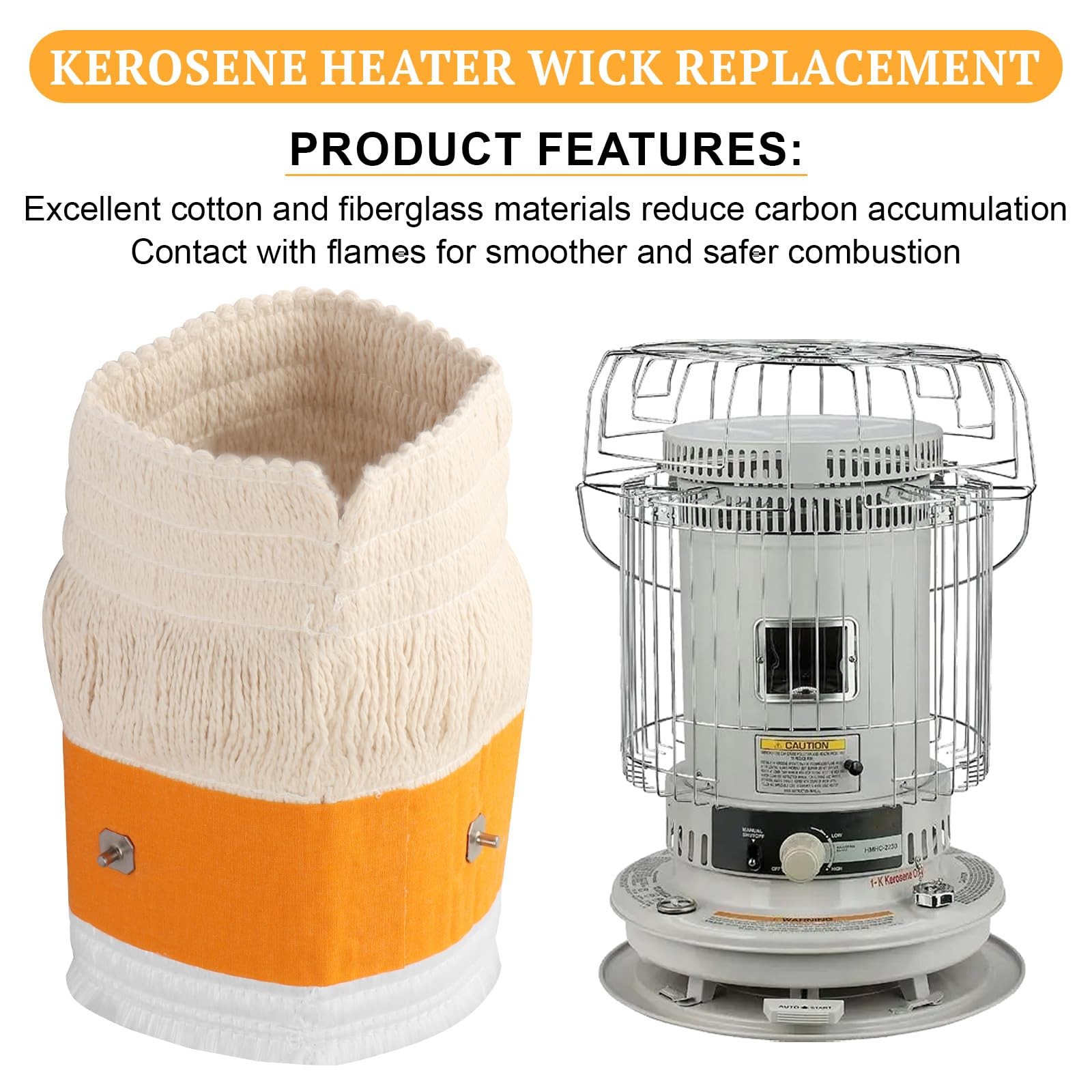32225 Kerosene Heater Wick Replacement for Kero World KW-24C 7.4″x7.9″, White