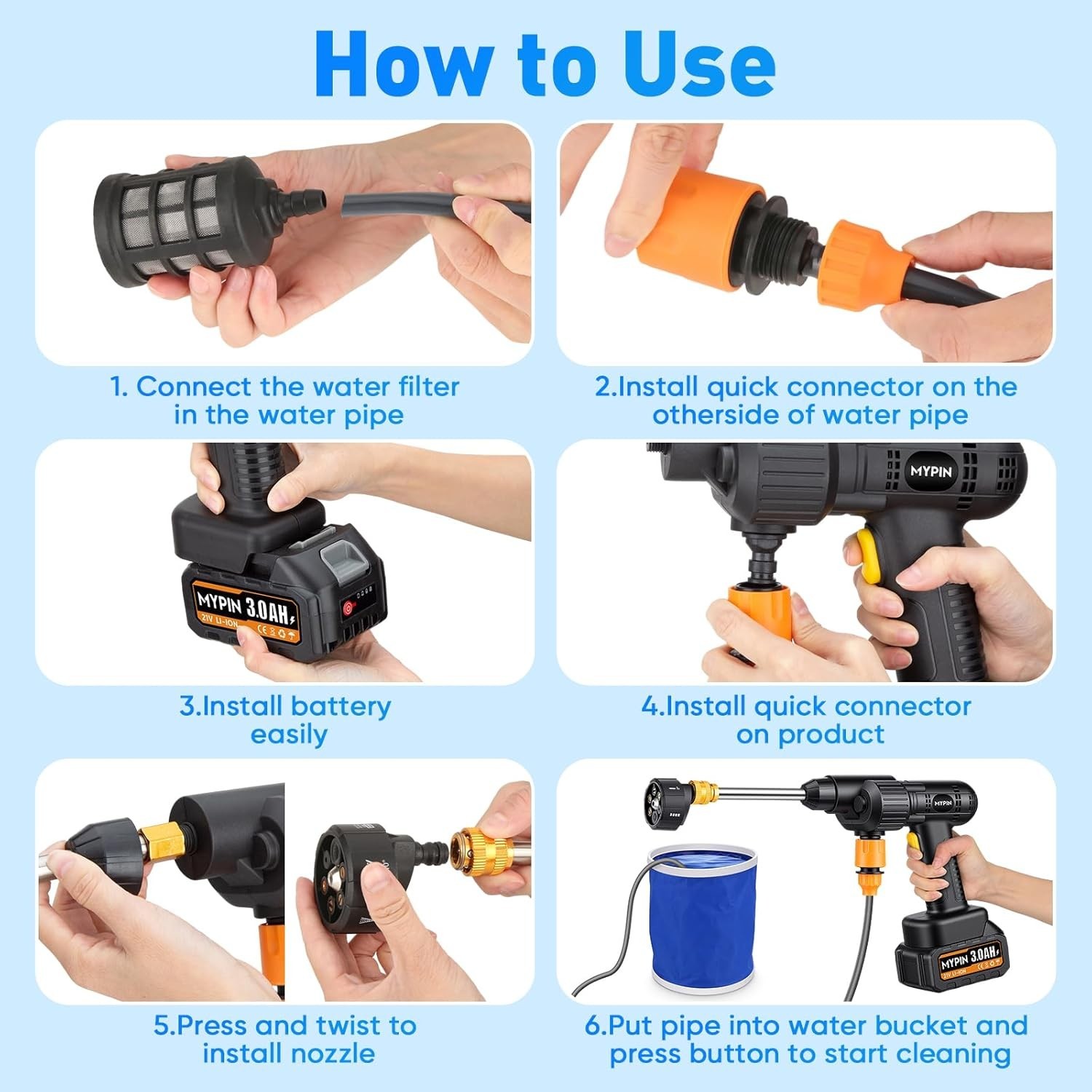 Handheld 600PSI Cordless Pressure Washer with 6 Modes & Battery Level Display