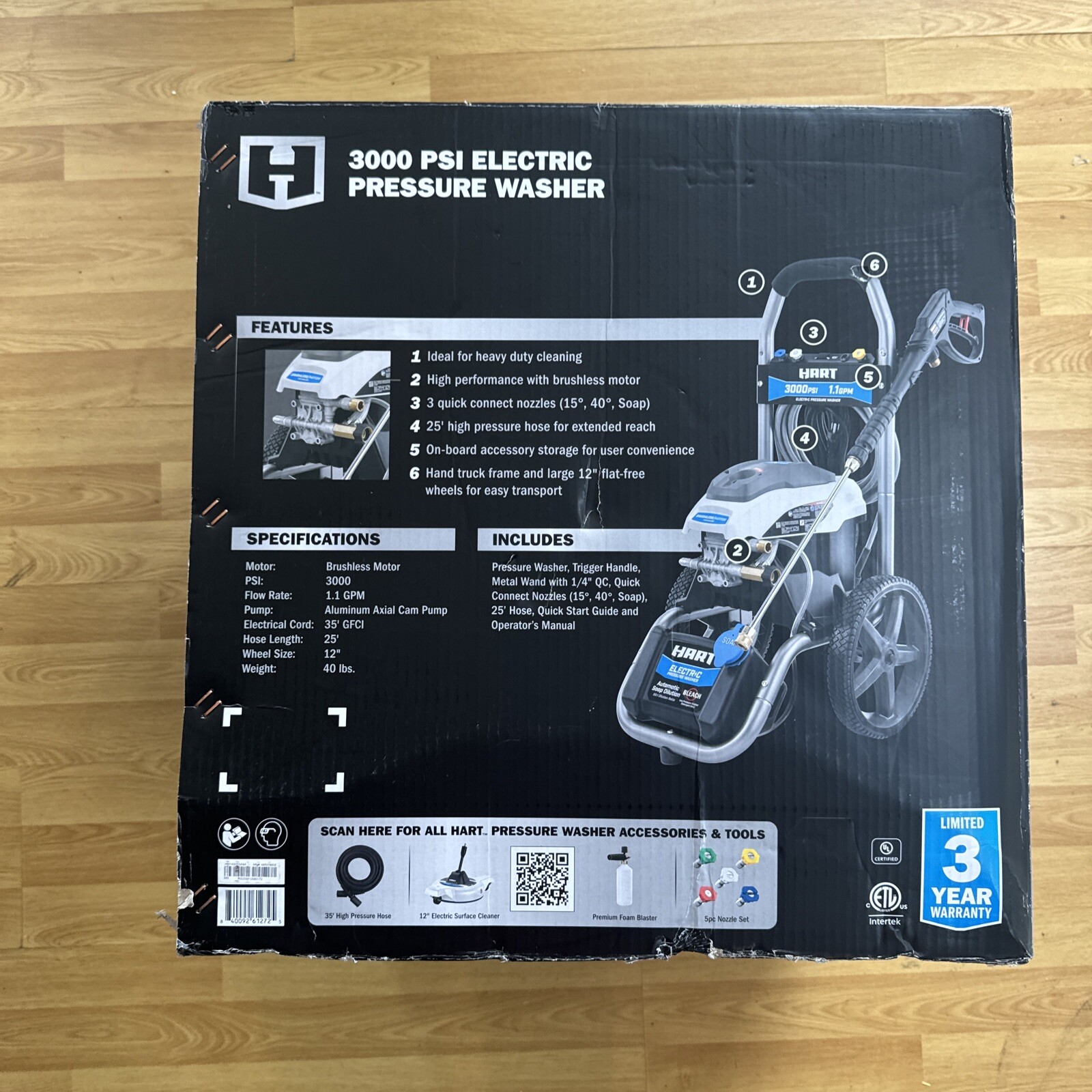 Hart HW143011VNM 3000PSI 1.1 GPM Cold Water Electric Pressure Washer (FVS027561)