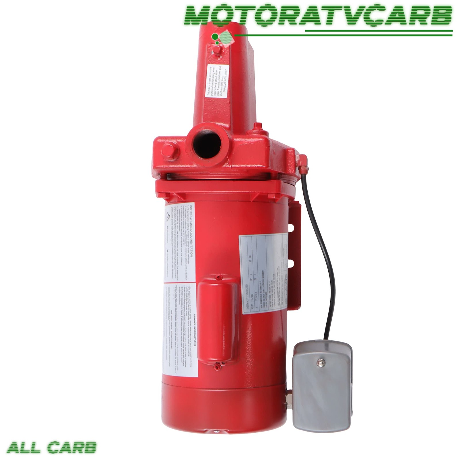 ALL-CARB 1HP 23GPM Dual Voltage 115/230 Volt Cast Iron Shallow Pump Red 602208