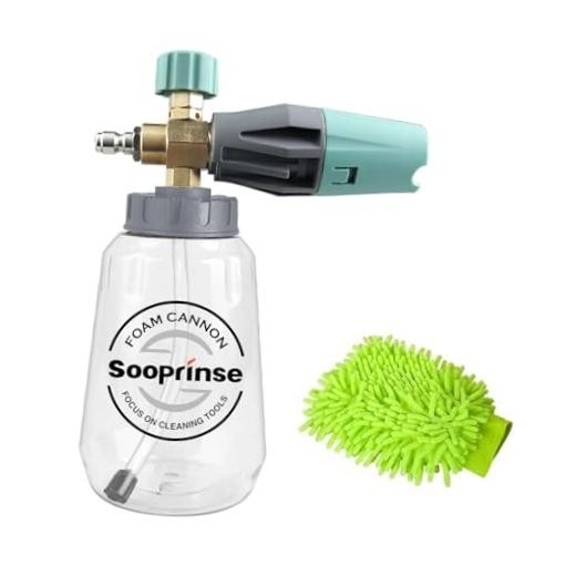 Sooprinse Foam Cannon, Adjustable Snow Foam Lance Transparent Body, Green