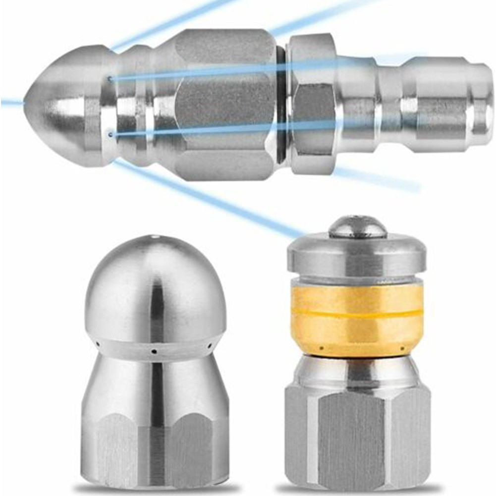 3 PCS Sewer Jetter Rotary Nozzle 1/4 In Pressure Washer Hose Quick-Connect New