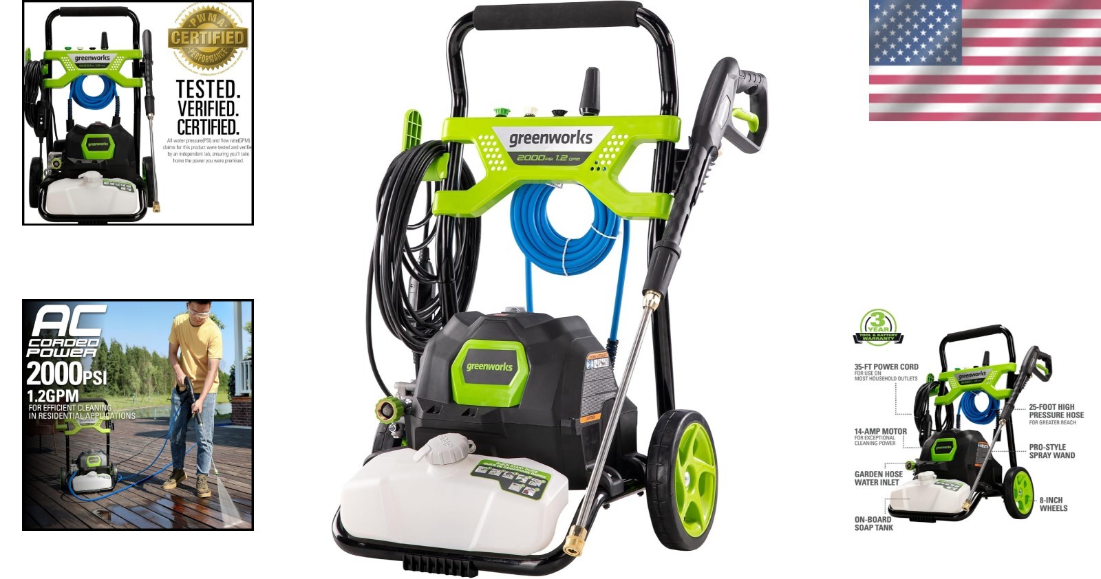 Versatile 2000 PSI Pressure Washer with On-Board Soap Tank for Everyday Cleaning