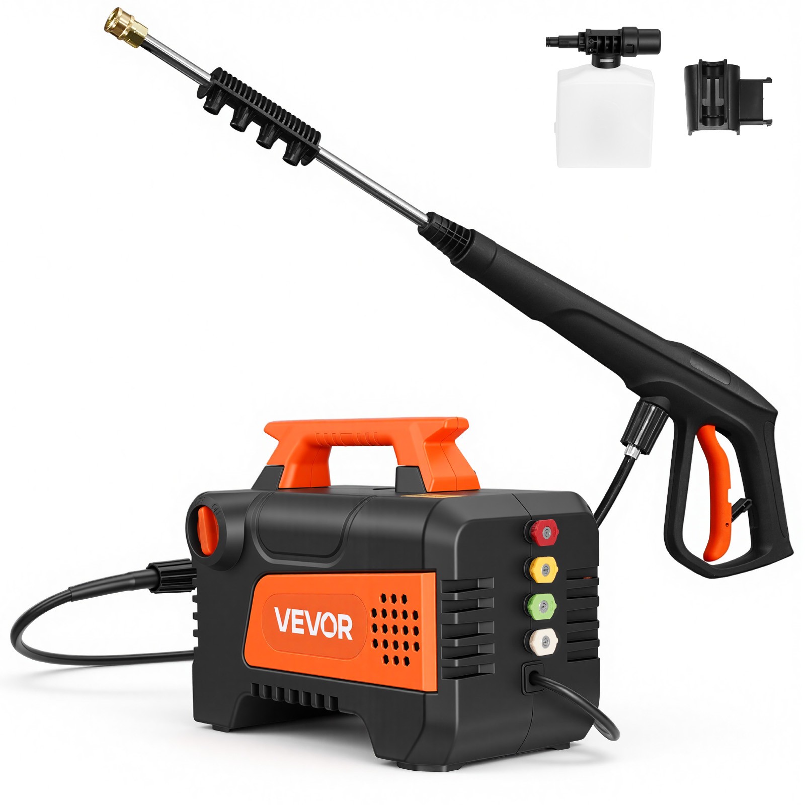 VEVOR Electric Pressure Washer 1958 PSI 2.5 GPM Portable 4 Nozzles for Patio