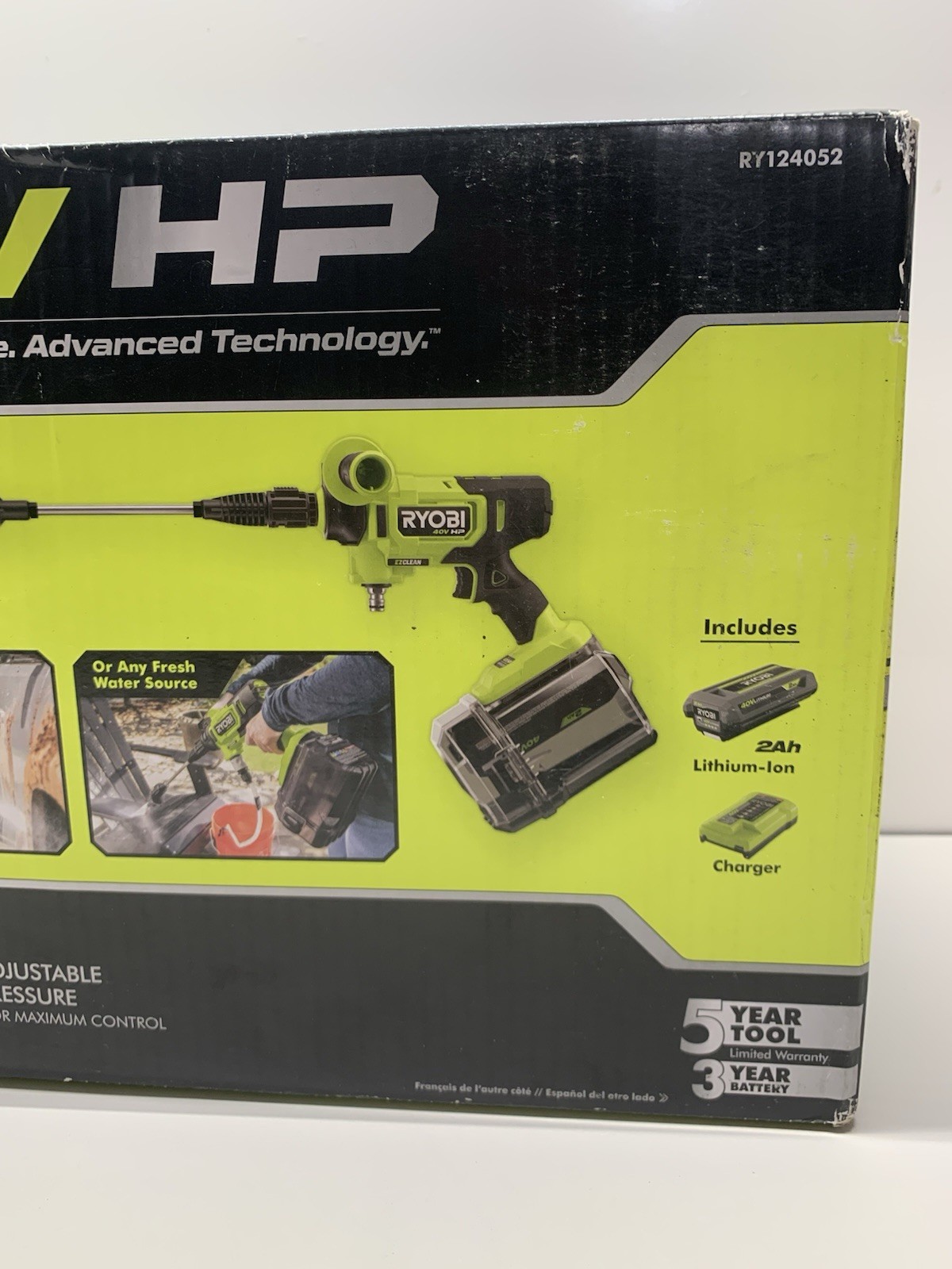 Ryobi 40V HP 600 PSI EZ Clean Power Cleaner Brushless Kit New Open Box RY124052