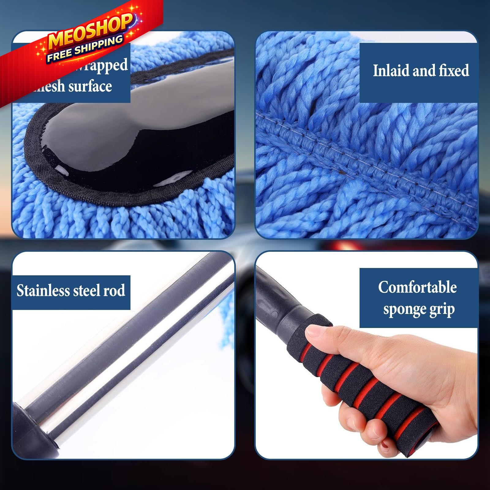 Car Duster Interior, Exterior Mini for Dust Brush with Blue
