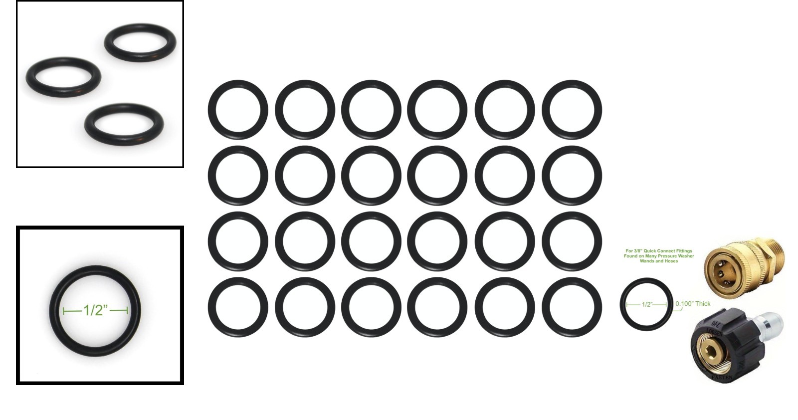 Professional-Grade O-Rings for Power Washers – 24-Pack, 1/2″ ID & 400°F Rated