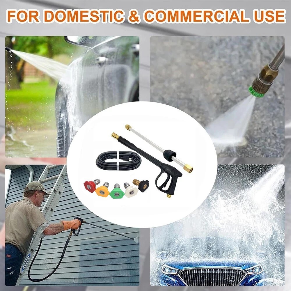 High Pressure Spray Gun Kit 4000PSI Power Washer Wand Lance Nozzle Hose