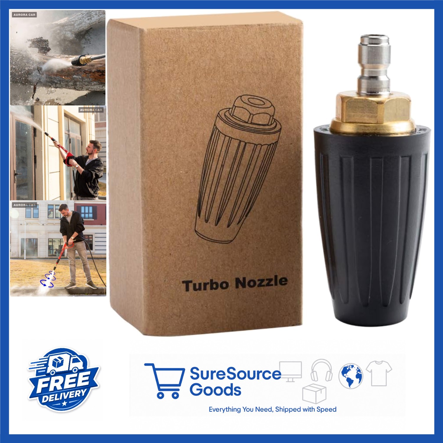 Pressure Washer Tips Turbo Nozzle 4.0 GPM 4000 PSI for Rust Removal & Cleaning