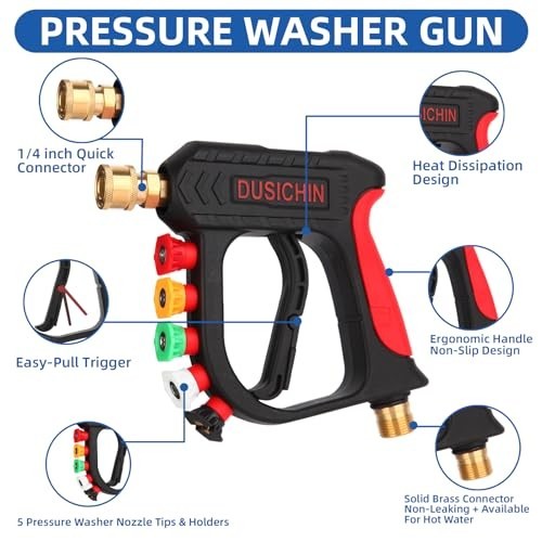 Foam Cannon Pressure Washer Gun with 5 Nozzle Tips & Quick Connectors for Car Wa