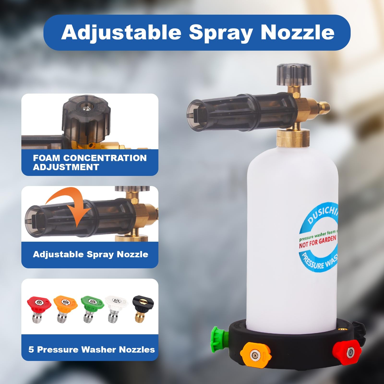 DUSICHIN DUS018 Foam Cannon Lance Pressure Washer Nozzle Tip Spray Gun 3000 P…