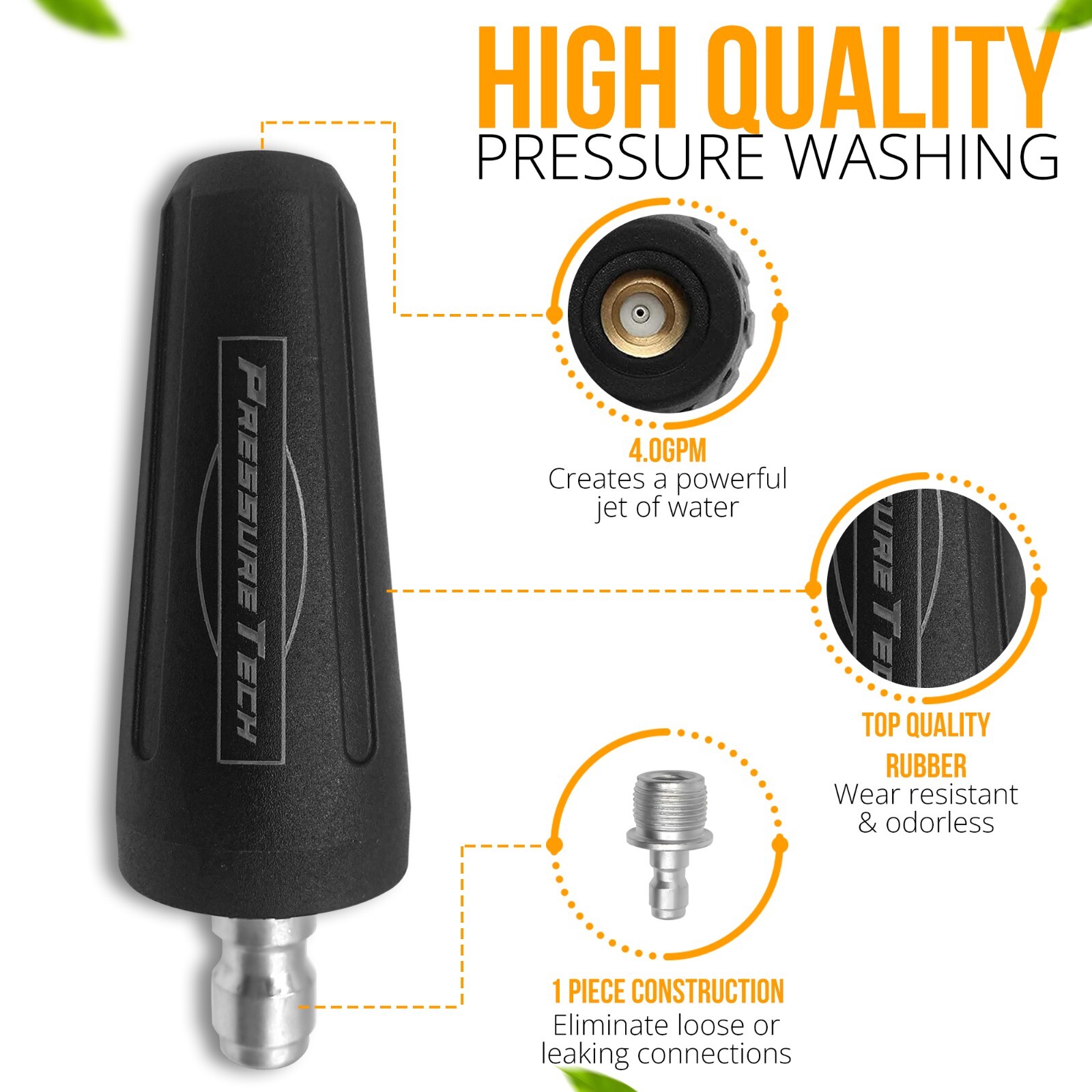 PressureTech – NEW Turbo Nozzle, 3400PSI – Brass, Ceramic, Steel – FREE SHIPPING