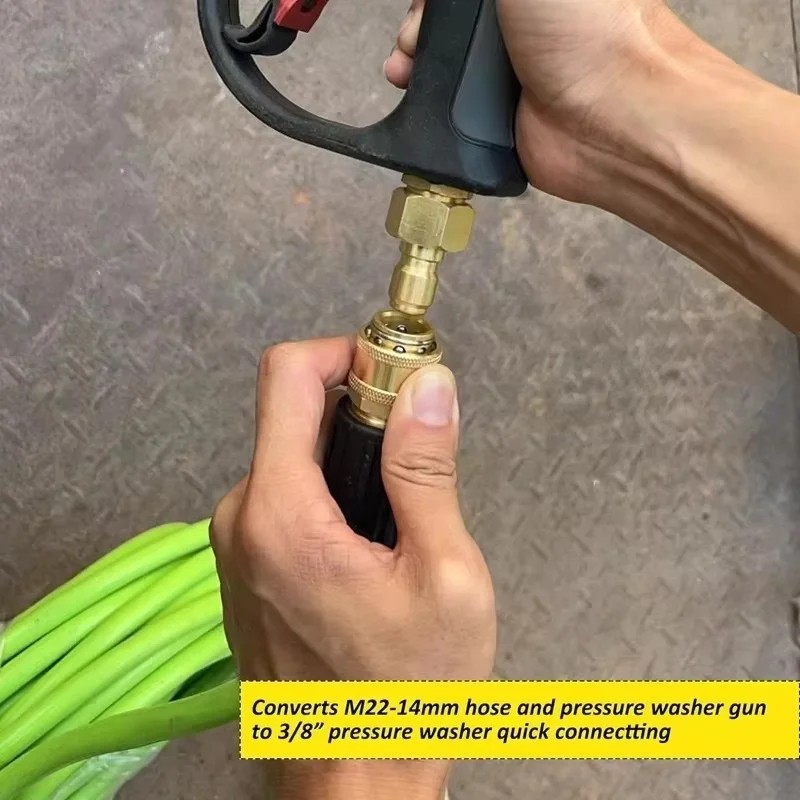 4PC Pressure Washer Adapter Set Quick Disconnect Kit M22 Swivel to 3/8” Connect
