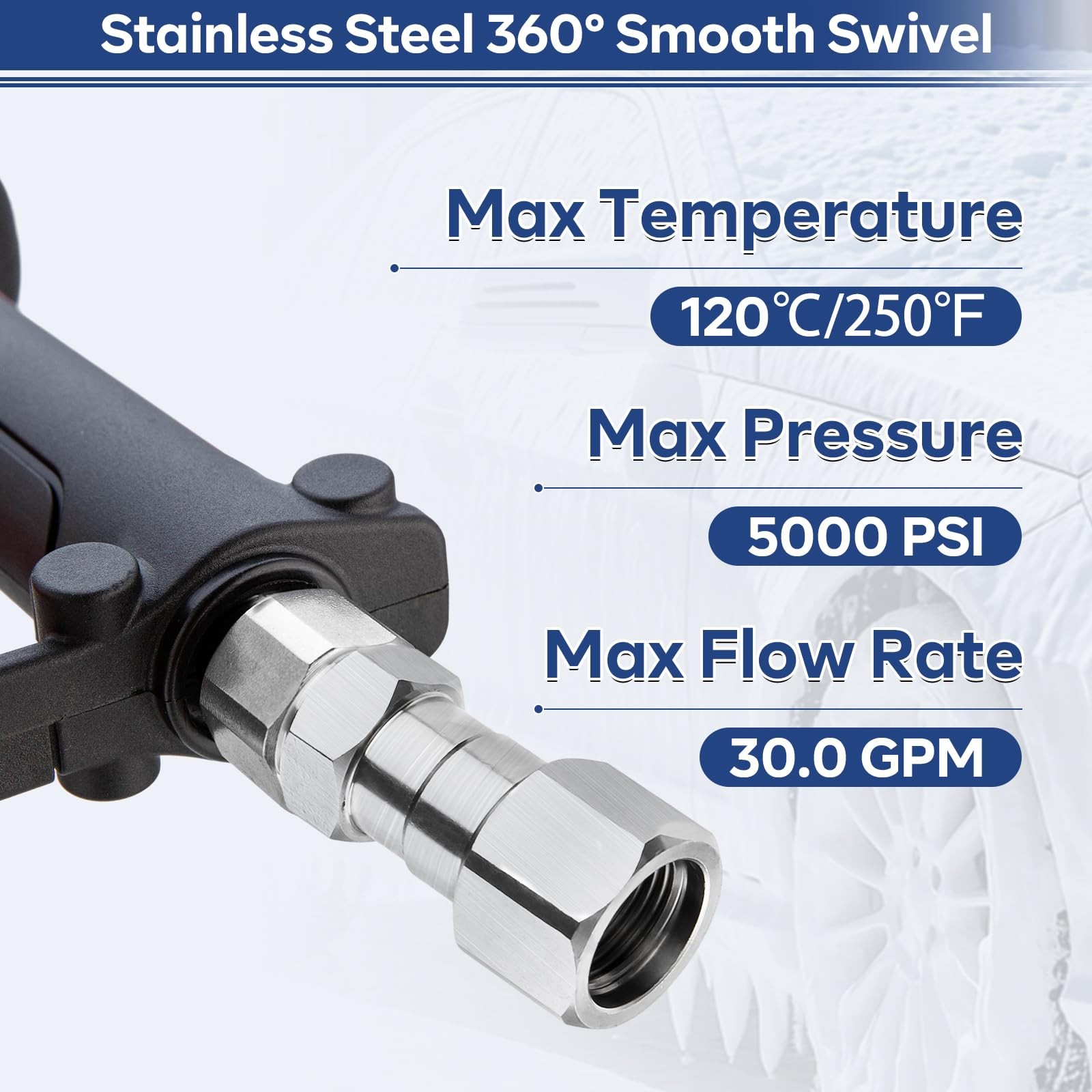 Pressure Washer Swivel 3/8 NPT Thread Male To Female 5000 PSI 2 PCS