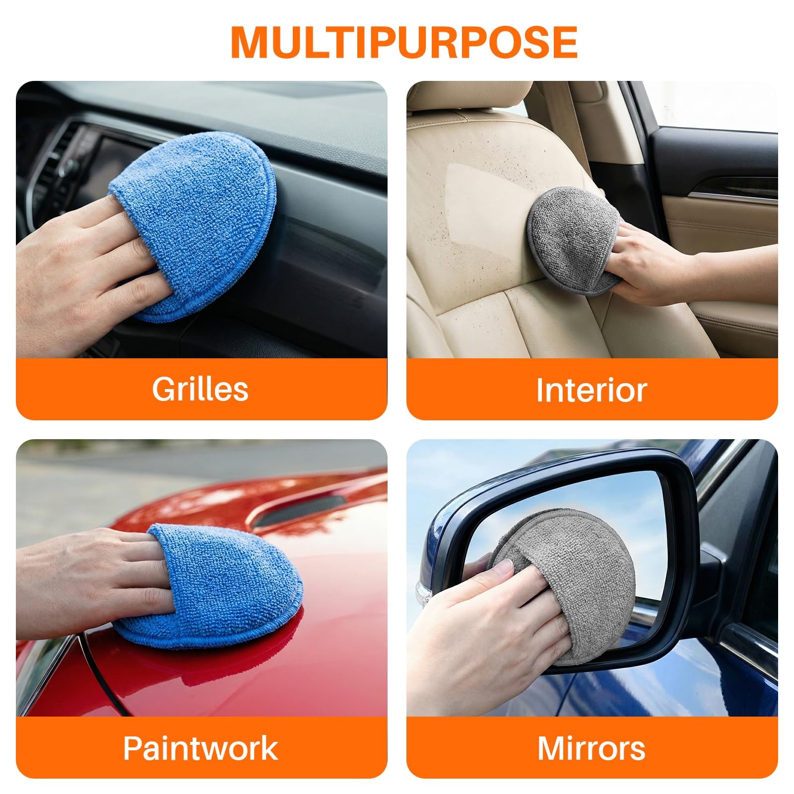 Microfiber Wax Applicator Pads 5 Inch Car Detailing Foam, 12 Pack