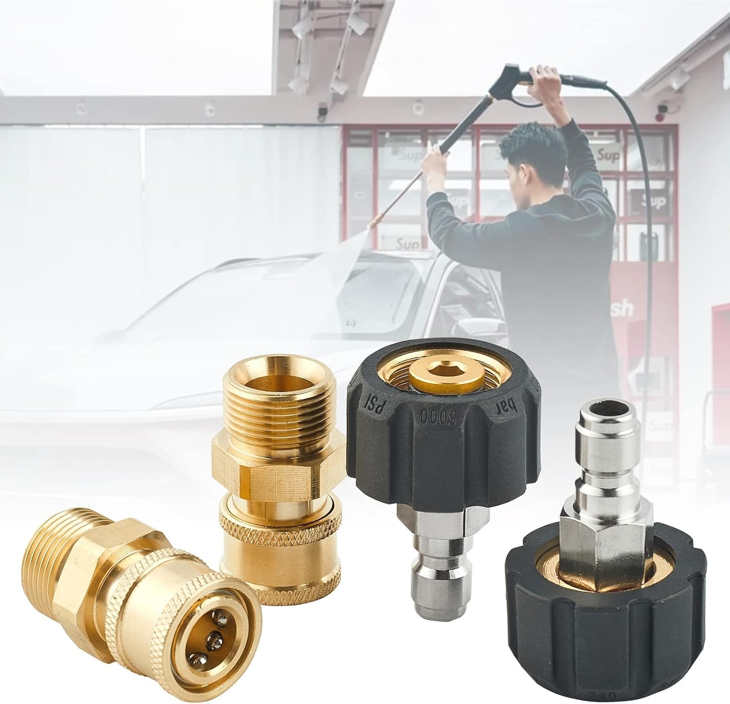 Pressure Washer Quick Connect Fittings, M22 14mm to 1/4 Inch Quick Connect Pr…