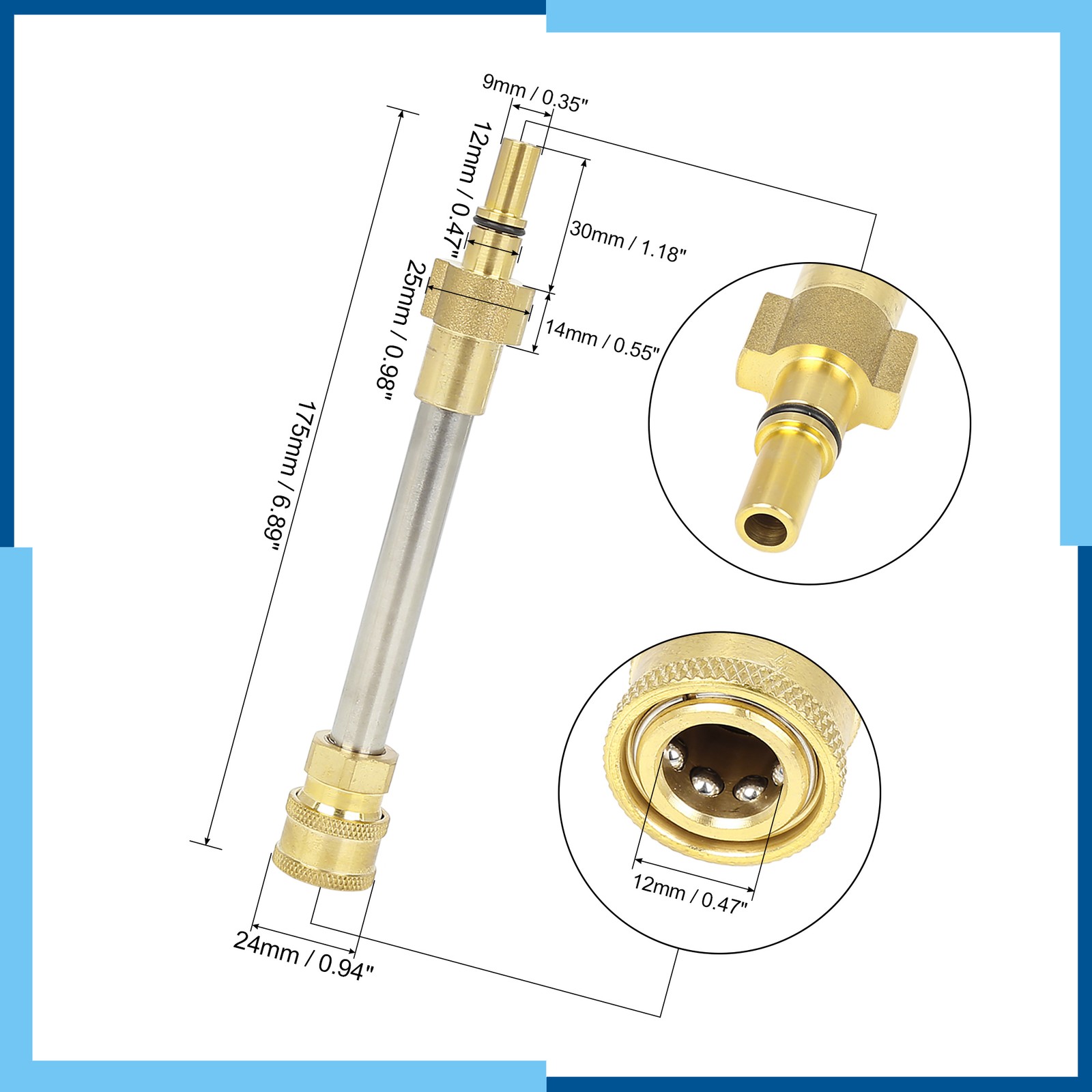 6.89″ Universal Pack (1) Car Pressure Washer Gun Adapter