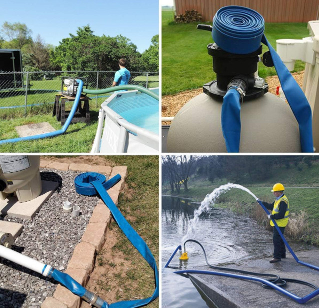 Manguera piscina 2″x50FT resistente presión, drenaje agua, flexible azul