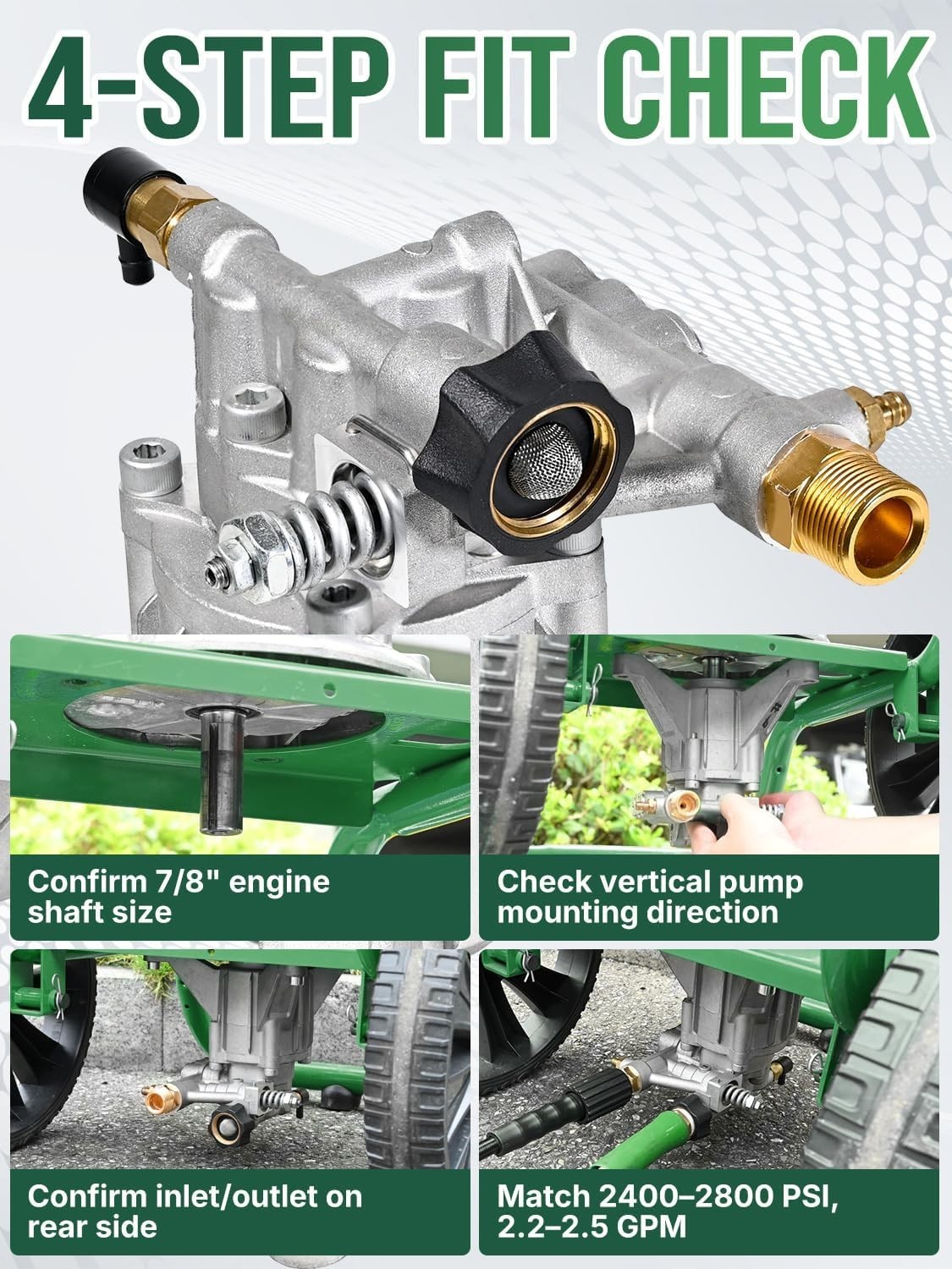 7/8″ Shaft Vertical High Pressure Washer Pump 2800 psi 2.5 GPM