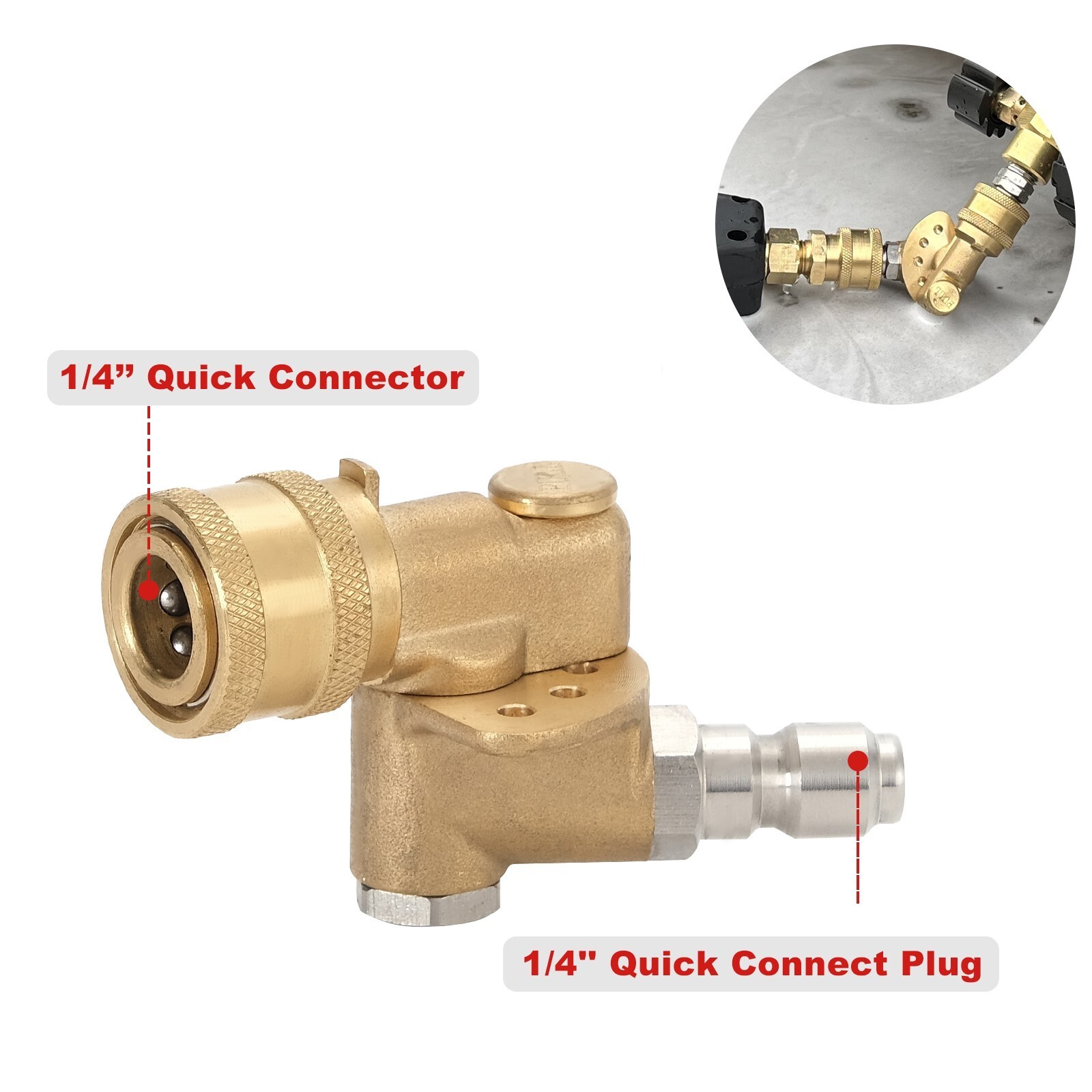 Pivoting Coupler for Pressure Washer Spray Nozzle, Gutter Cleaner Attachment for