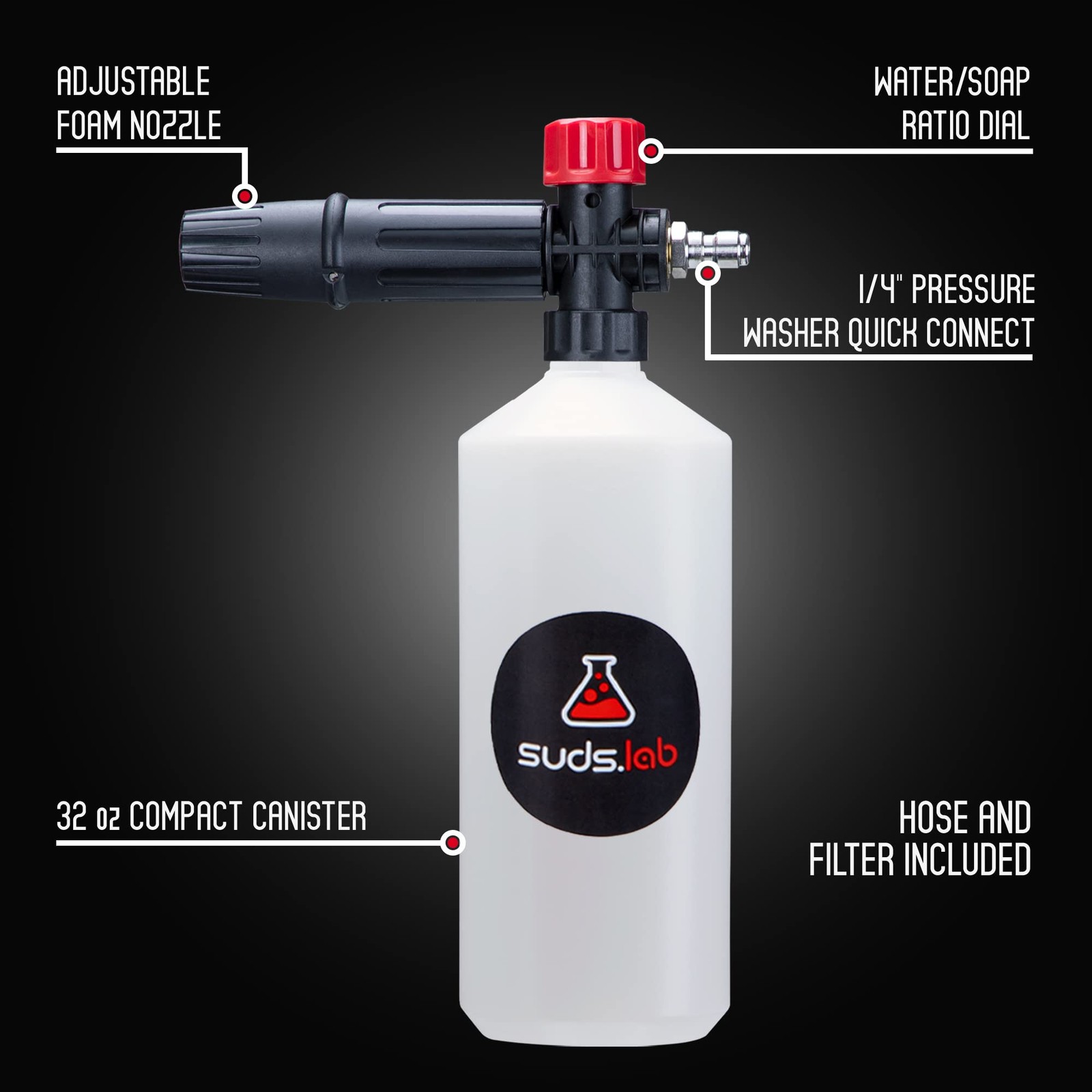 Suds Lab F2 Super Wash Foam Cannon, Adjustable Foam Nozzle, Quick Connect to …