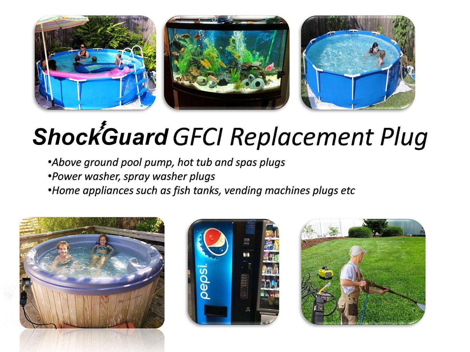 GFCI Replacement Inline 3-Prong Plug for Pressure Washers, Pool Pumps & Hot Tubs