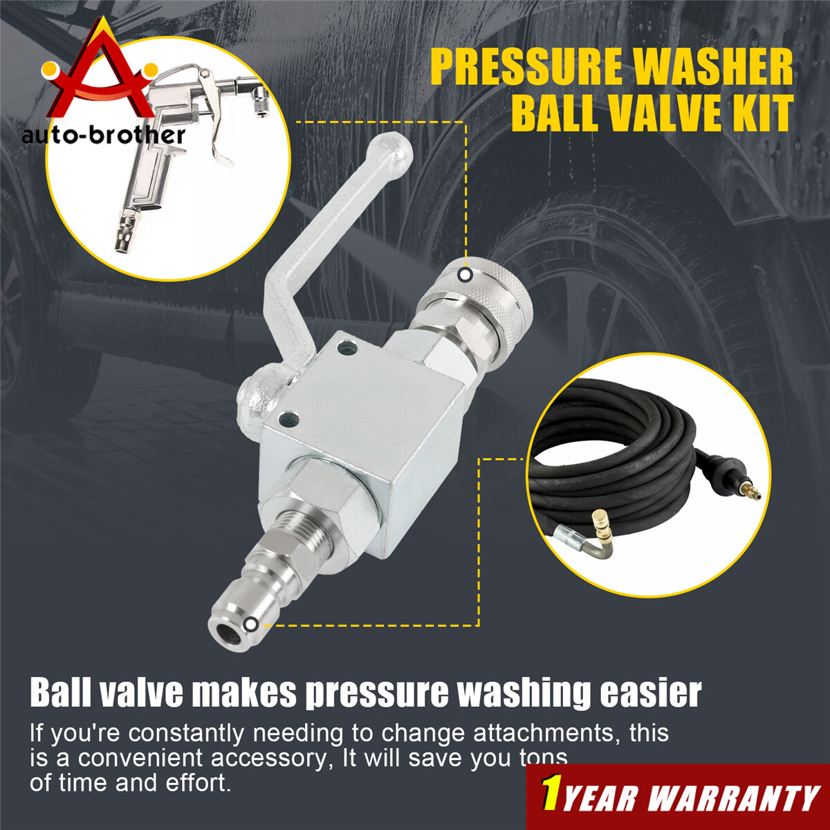 3/8″ Ball Valve fitting Female Out for Pressure Washers Max 4500 PSI 3/8″