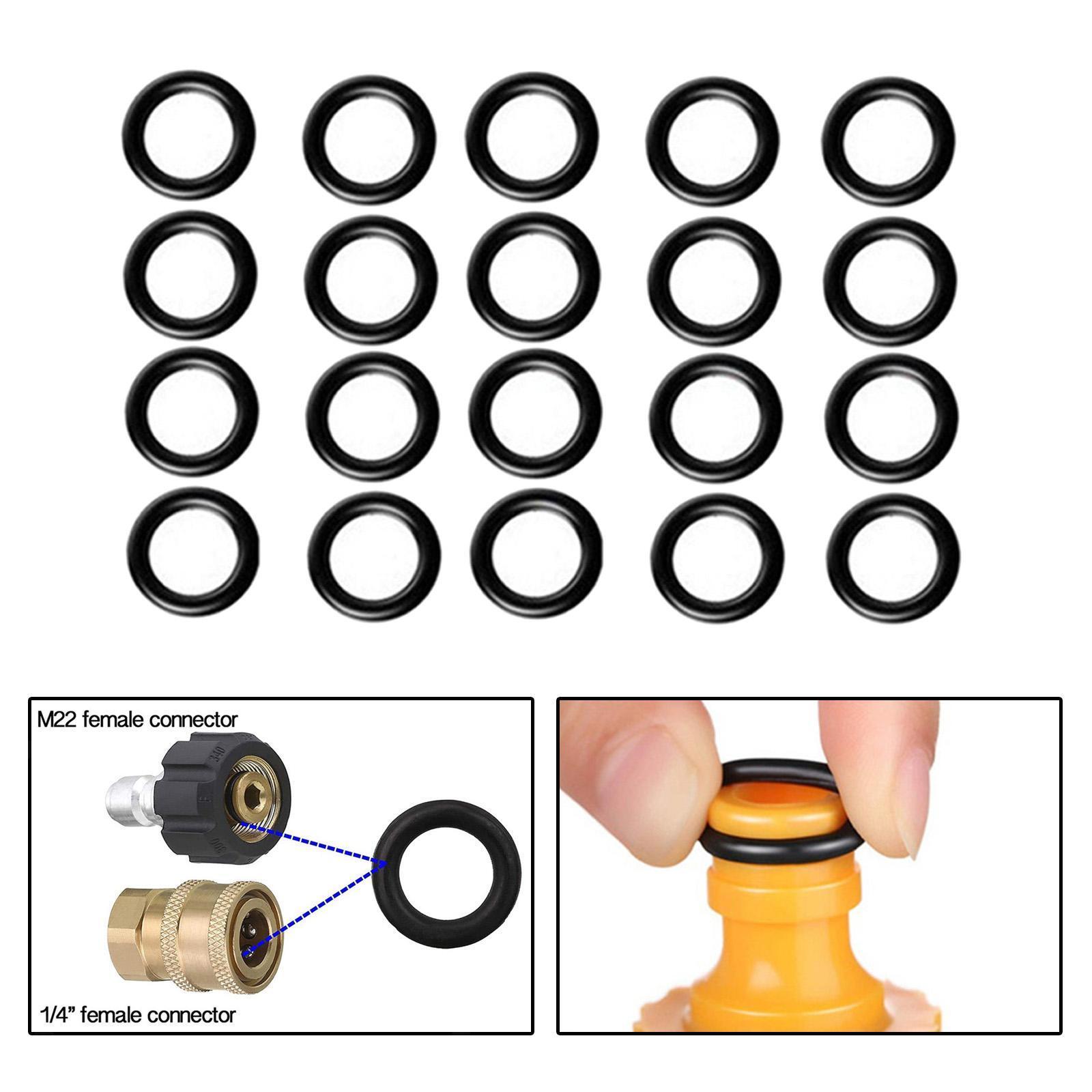 20pcs Electric Pressure Washer O Rings Black for 1/4″ Quick