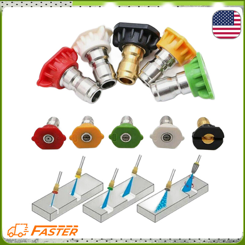 5/10pcs Pressure Washer Spray Tips Nozzles High Power Kit Quick Connect 1/4″ Set