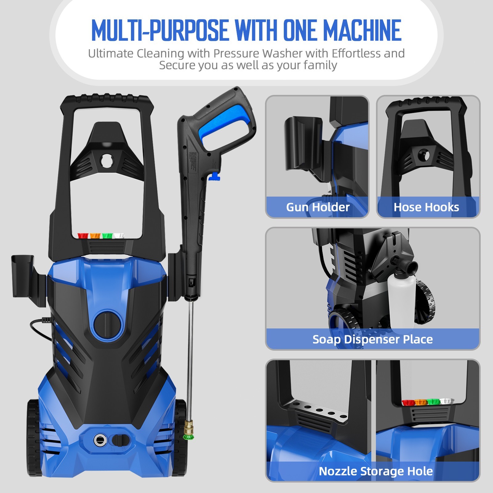 Pressure Washer 4200PSI 2.5GPM, Steel Lance, 500ML Foam Cannon, for Driveway